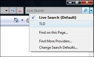 Moteur de recherche TLD dans Internet Explorer 7.0